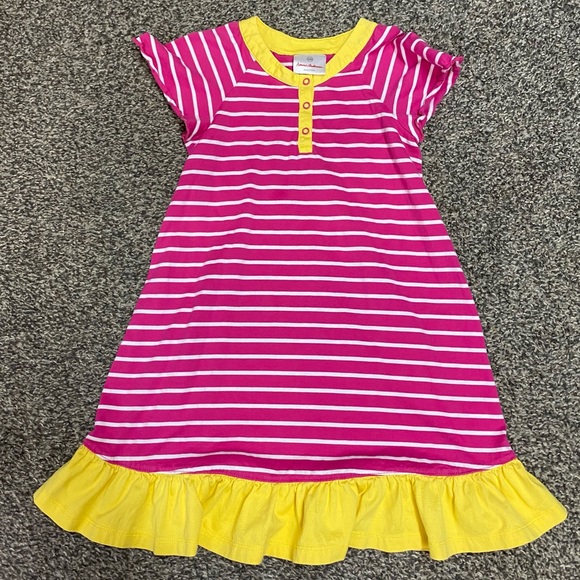 Hanna Andersson cotton button dress pink stripe